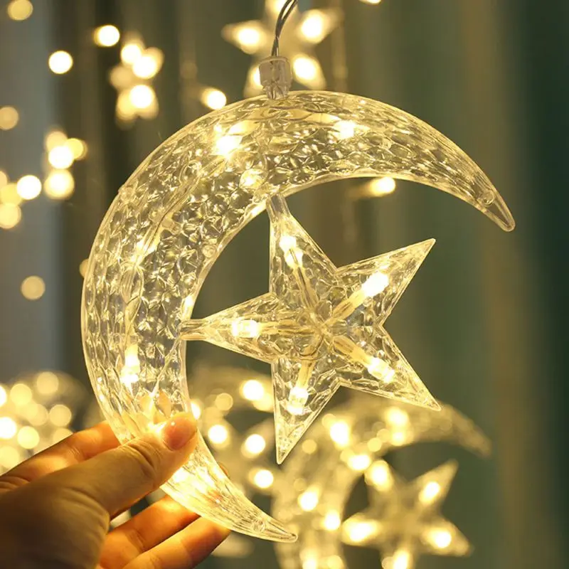 2.5m Curtain String Lights Star Moon Shape For Party Holiday Wedding Home Store Q84D