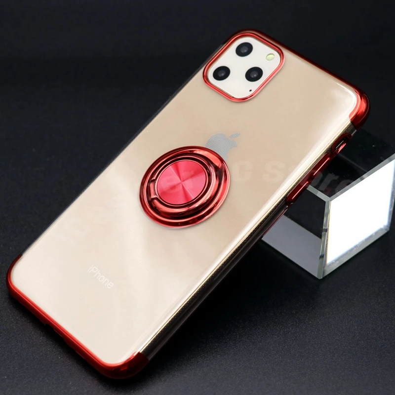 10 шт. для iphone 11 8 7 6s Plus чехол с кольцом магнитный штатив Прозрачный Pro X Xs Max XR