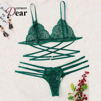 

Comeondear High Waist Underwear and Bra Set See Through Sexy Intimate Lingerie Lace Bra Set Wireless Bra and Panty Set RB80966