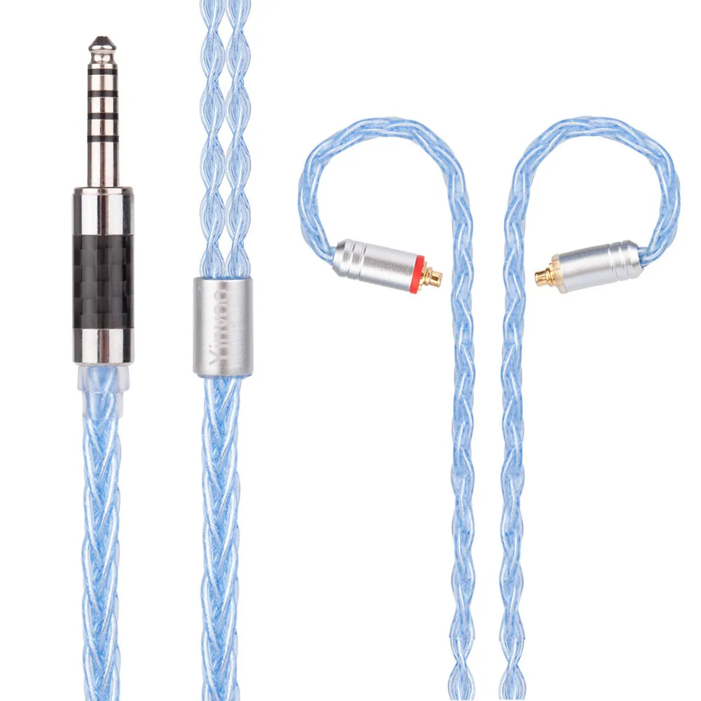 8 Core Silver Plated Cable 2.5/3.5/4.4mm Blue Cable With MMCX/2pin Connector For QT2 LZ A5 Magaosi K5 V20 Sony HQ5 HQ6