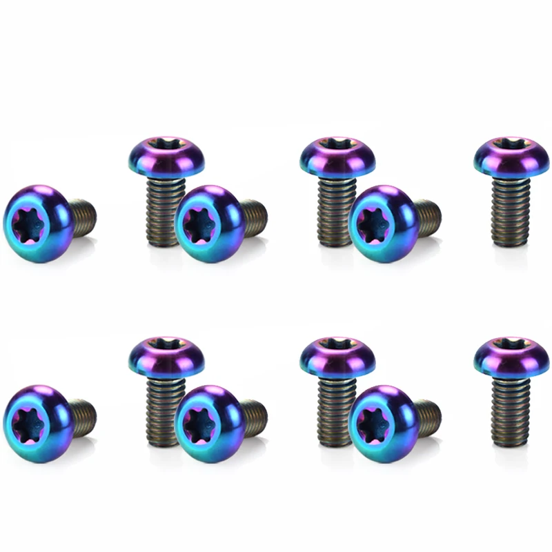 Ti титановый сплав дисковые тормозные винты для ротора T25 Torx MTB Горный шоссейный велосипед тормозные роторы Ti красочные болты M5* 10 мм - Цвет: 12pcs Rainbow