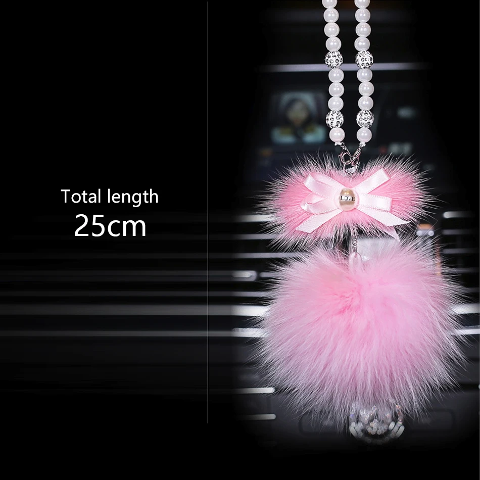 Car Pendant Cute Fur Ball Suspension Ornaments Rearview Mirror Hangings Dangle Trim Auto Interior Accessories Decor for Gifts