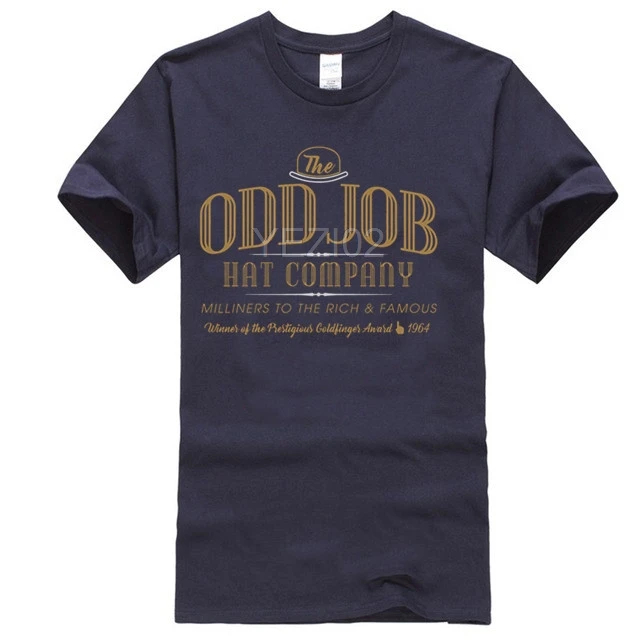 navy Футболка с надписью Odd Job Hat Company, новинка - Цвет: navy