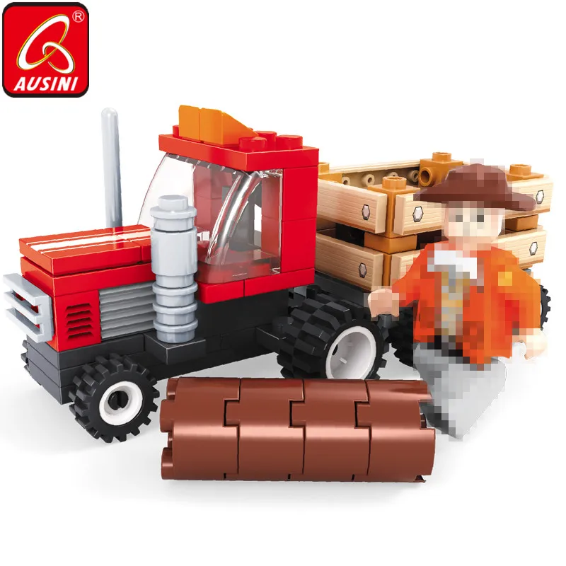 

AUSINI Farm Truck Blocks Toys for Boy Construction City Building Model Mini Farmer Figure Brick DIY Designer Children's Toy Game