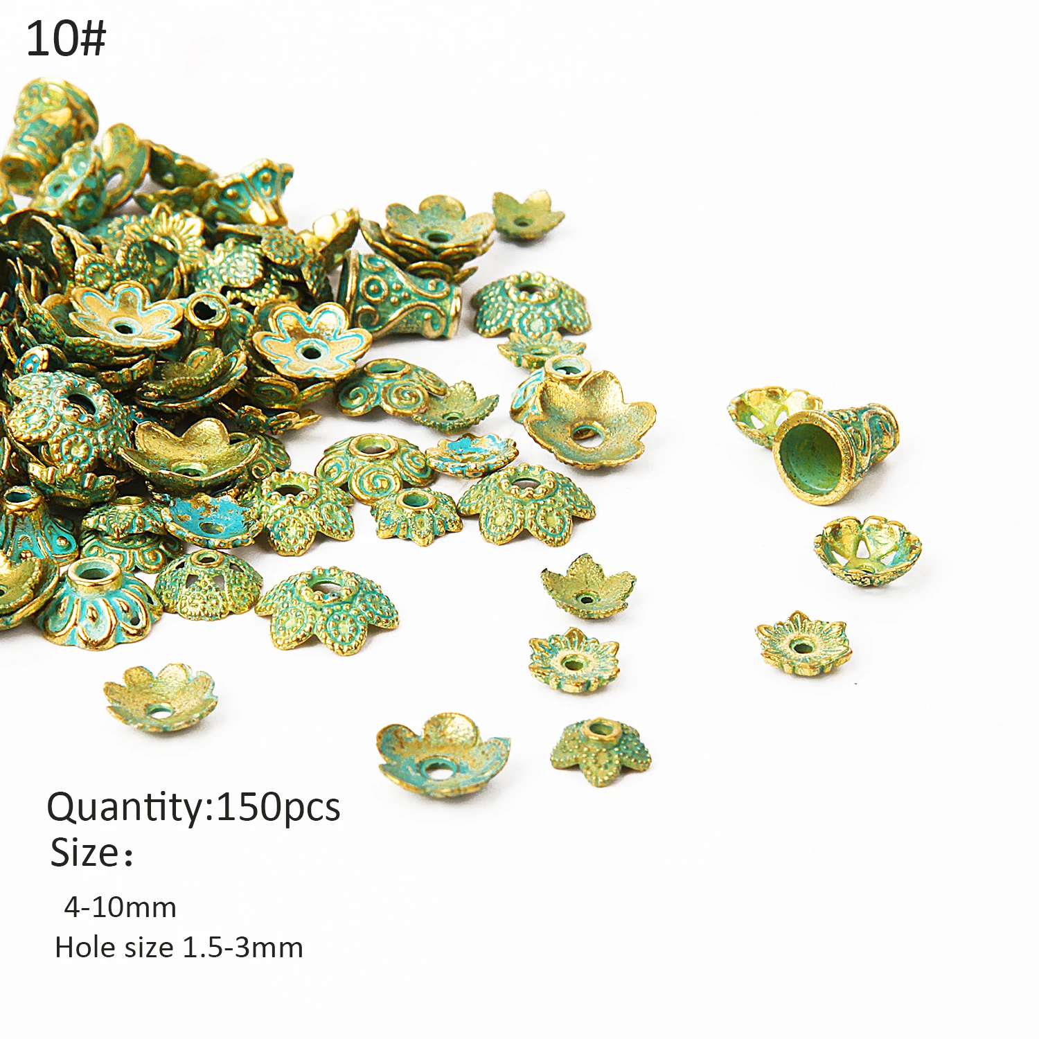 150pcs 20-1000 шт Ретро, тибетский, серебряный, медный, зеленый, золотой бисер, разделитель, бусины, колпачки, подвески для ювелирных изделий, ожерелье, браслет, сделай сам, фурнитура - Цвет: 150pcs