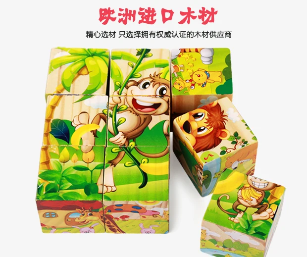 Zeszijdige houten puzzel 3D-puzzel bouwstenen kinderen vroeg onderwijs spelgoed educatief spelgoed baby kinderen geschenken