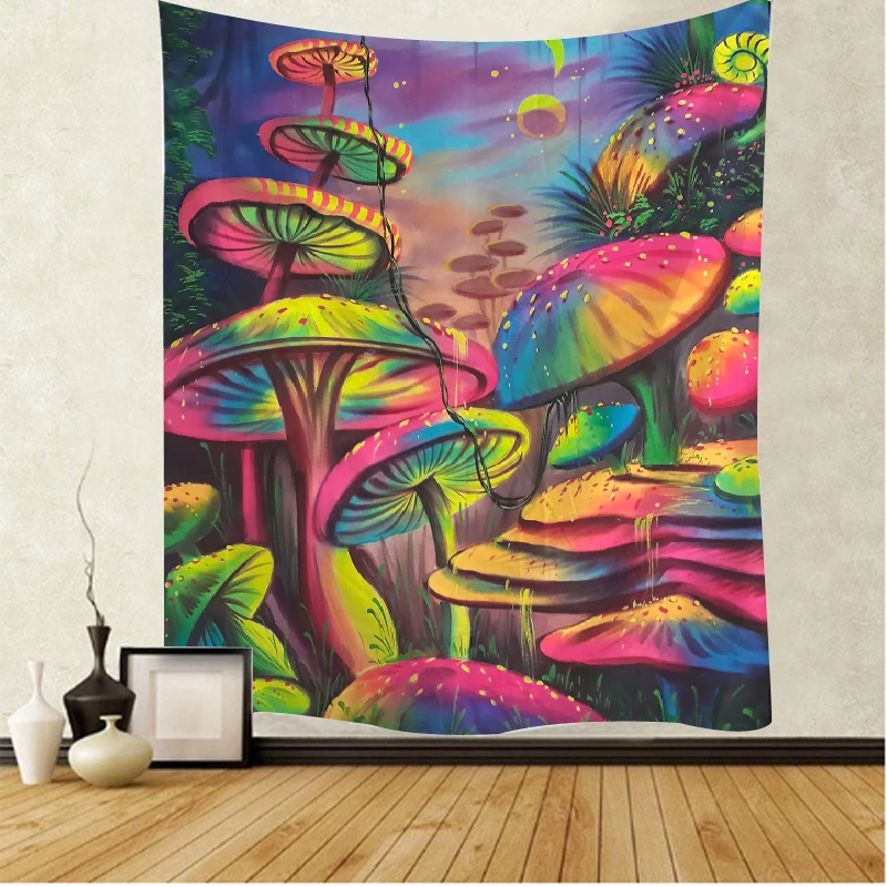 Trippy Mushroom Tapestry Tapestry Trippy Colorful Trippy Wall