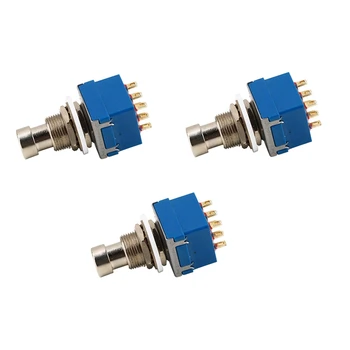 

HOT-3Pcs 9-Pin 3PDT Guitar Effects Pedal Box Stomp Foot Metal Switch True Bypass Blue