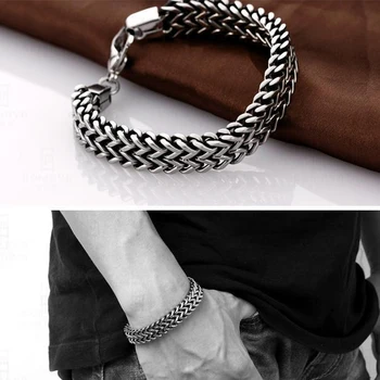 

Retro bracelet mens stainless steel chain on hand charm bracelet male accessories Steel bracelets chains Hip hop gifts for man