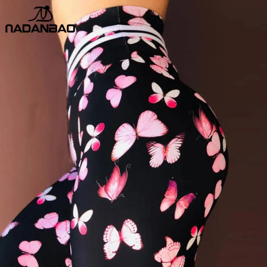 Женские леггинсы NADANBAO с 3D-принтом бабочки для бега эластичные сексуальные