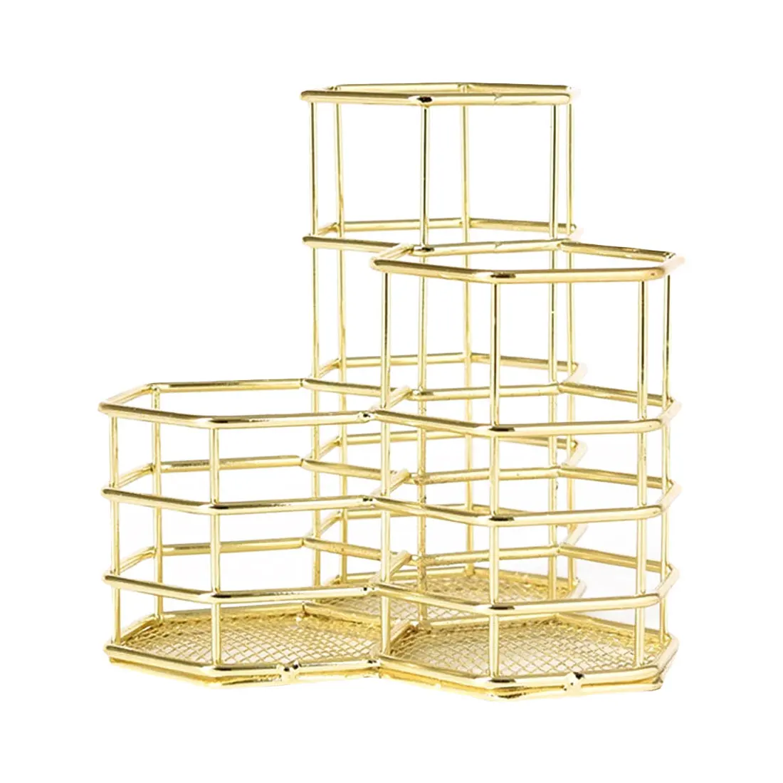 Home Office Table Organizer Hollow Hexagon Pen Holder Creative Makeup Brush Organizer Stationery Storage Container