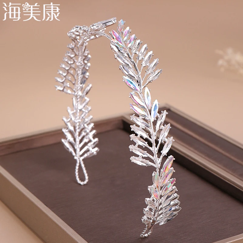

Haimeikang Rhinestone Colorful Leaves Shape Bride Headband Tiaras Crowns Headpiece Wedding Bridal Hair Jewelry Accessorie