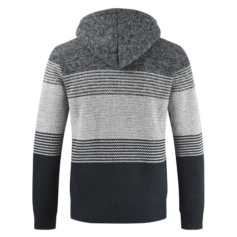 Fashion Autumn Winter Basic Coat Basic Jackets Hooded Sweater Cardigan Male Loose Thick Color Matching Sweater Coat Casual