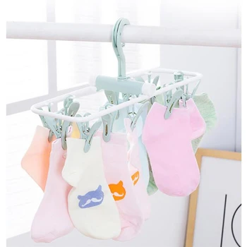 

12 Clip Folding Drying Rack Underwear Socks Clip Multi-functional Clothes Rack Plastic Portable Cloth Drying Rack