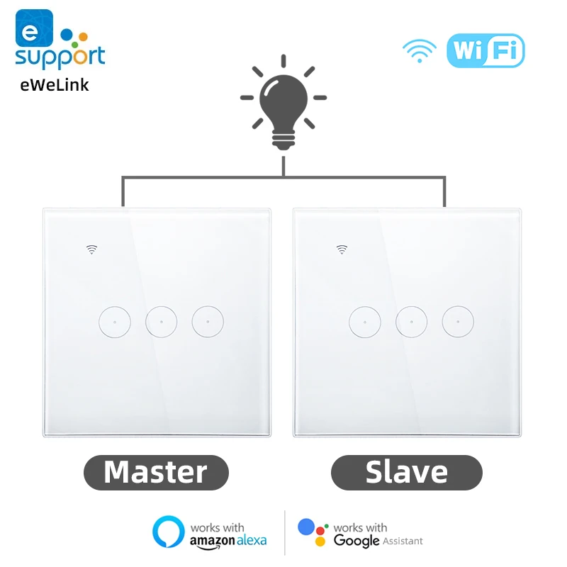Ewelink 1 2 3 Gang 2 Way Wifi Wall Touch On Off Light Switch,single
