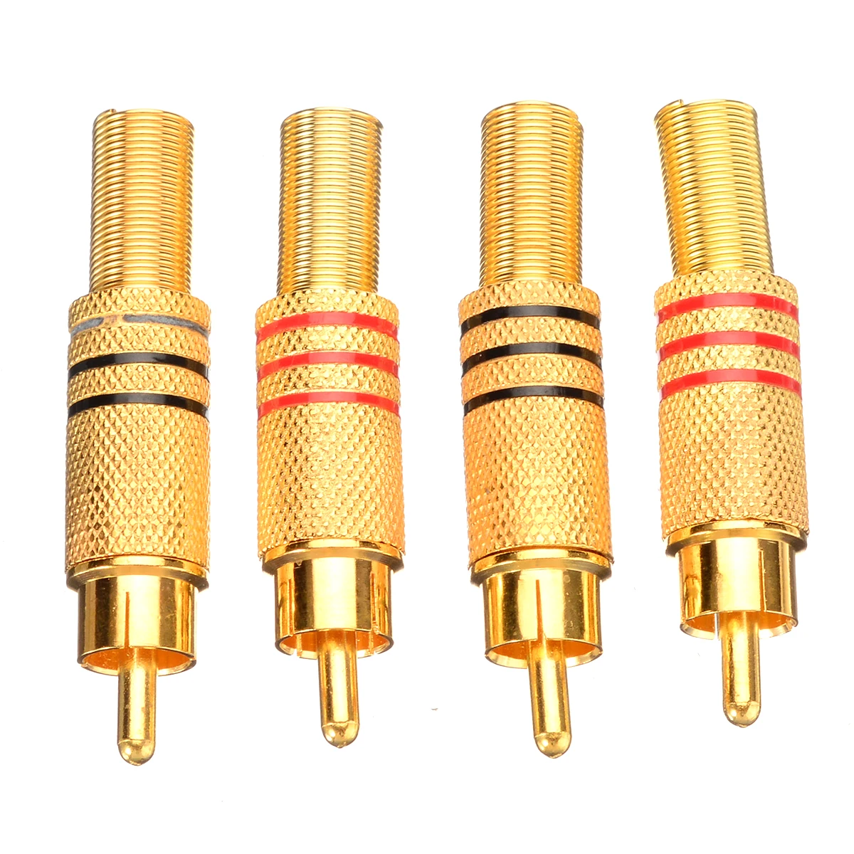 4Pcs/lot Gold Plated RCA Audio Video Adapter RCA Connector Plug Audio Male Connector With Spring Cable Protector