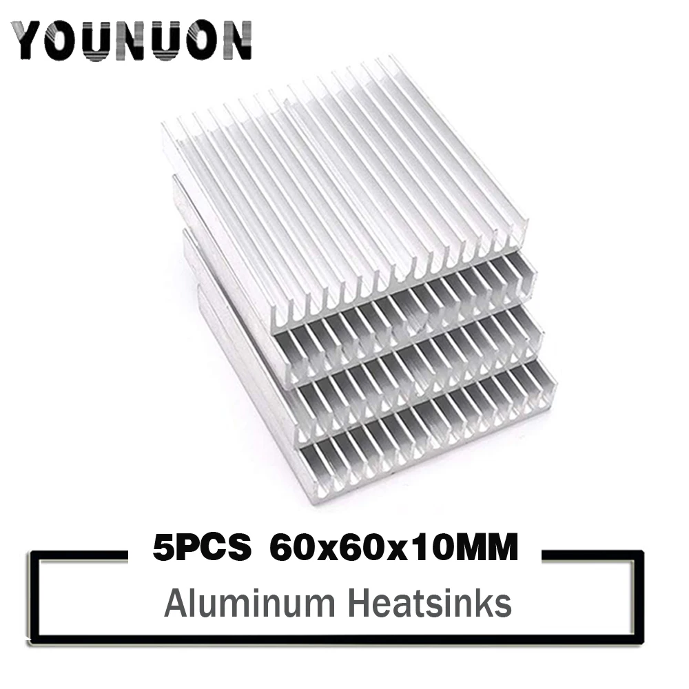 

5PCS YOUNUON 60*60*10mm DIY Cooler Aluminum Heatsink Grille Shape Radiator Heat Sink Chip for IC LED Power Transistor 60x60x10mm