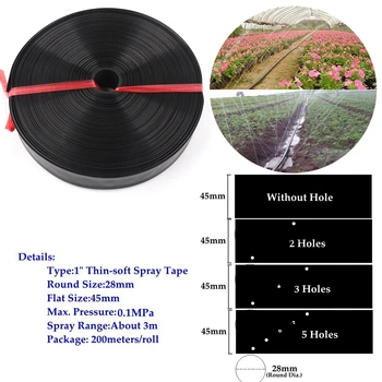

Wholesale 200m/Roll 0~5Holes 1" Φ28mm Thin-Soft Spray Tape Agricultural Irrigation Hose Sprinkler Farm Lawn Watering Tube Pipe