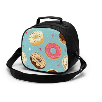 

2020 Insulated Lunch Bag Cartoon Donuts With Colorful Glazing Thermal Cooler Picnic Food Lunch Box Bag for Kids Girls Children