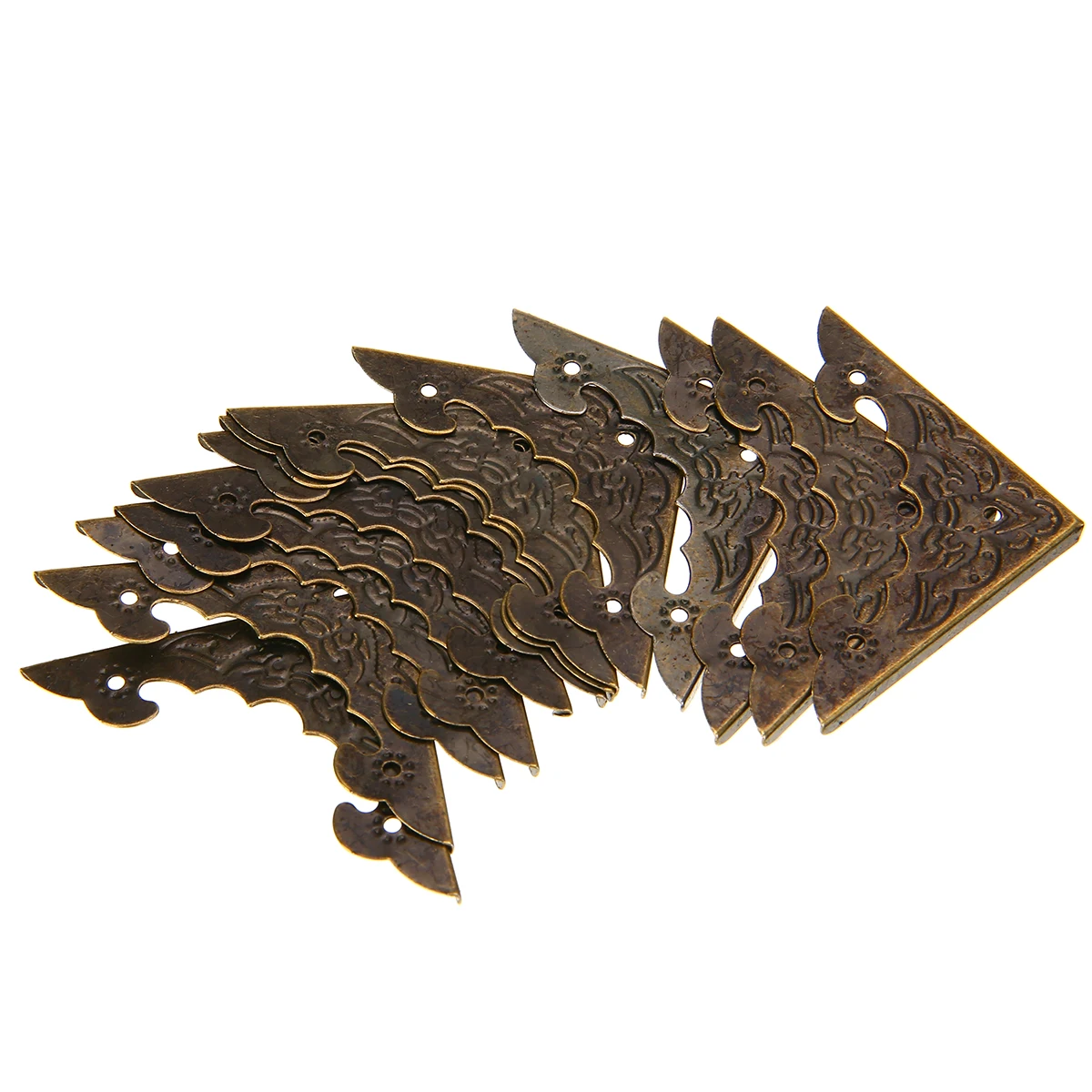12pcs Retro Antique Jewelry Box Corner Protector Wooden Furniture Case Box Corner Bronze Bat Carved DIY Metal Crafts Protector