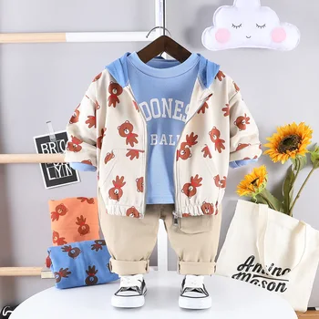 

2020 Autumn Toddler Infant Newborn Clothing Sets Baby Boys Clothes Bear Jacket T Shirt Pants Children Kids Costume