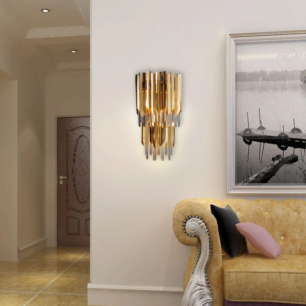 

Morden creative clear crystal gold wall lamps indoor lights fixture foyer barthroom wall lights designer hotel lamp home light