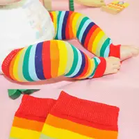 Baby Leg Warmers Girl Cotton Socks Children Rainbow Striped Crawling Knee Pads Colorful Knitted Leggings Winter Soft Sock 5