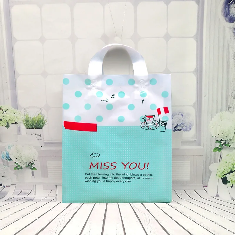 

50pcs Thick Large Plastic Bags with Handle Stylish Simplicity Gift Bag Shop Shopping Bag Jewelry Clothing Packaging Bags