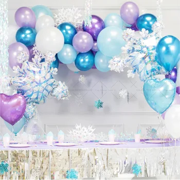 

97pcs Christmas Snowflake Foil Balloons Happy Birthday Decoration Baloons For Party Blue Ballon Anniversaire New Latex Balloons