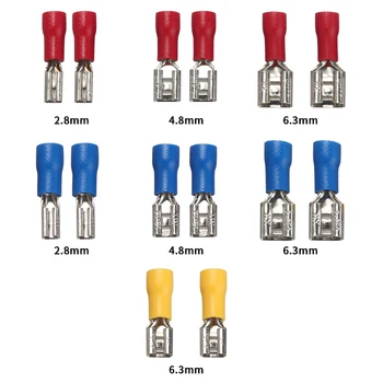 

50Pcs 2.8mm 4.8mm 6.3mm Insulated Seal Spade Wire Connector Female Crimping Terminals Electrical Crimp Terminal Set