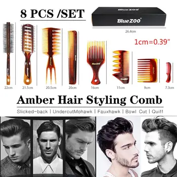 

8pcs Men Hair Styling Salon Comb Brush Hairdressing Professional Barber Combs