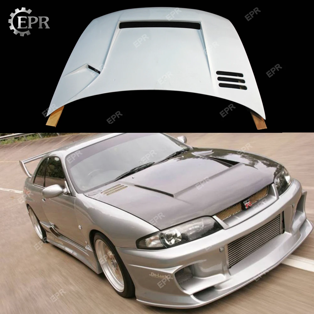 

FRP Отделка капюшона для Nissan Skyline R33 GTR TS Стиль углерода/Стекло волокна вентилируемая бленда (GTR только) обвес тюнинг для R33 GTR Гоночный автомобиль