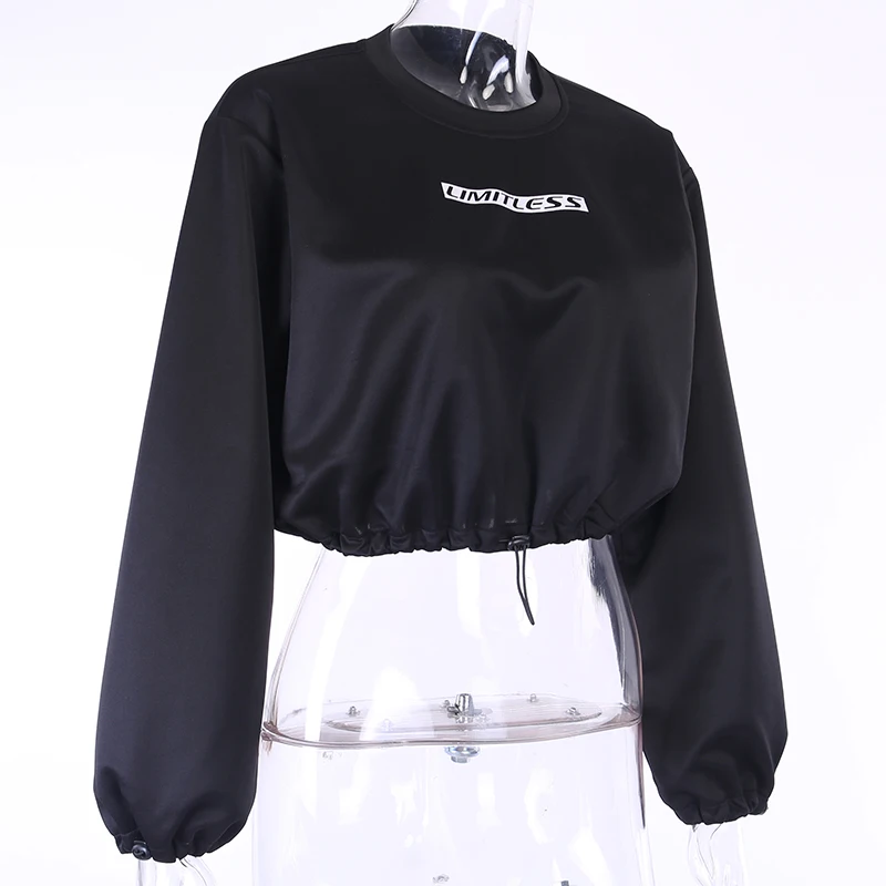 InstaHot Женский Повседневный винтажный черный и белый пуловер с длинным рукавом и принтом в виде букв, толстовки