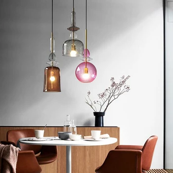 

Nordic Led Pendant Lamp Stained Glass Candy Pendant Lights Dining Room Cafe Bar Kitchen Fixtures Indoor Decor Lighting Luminaire