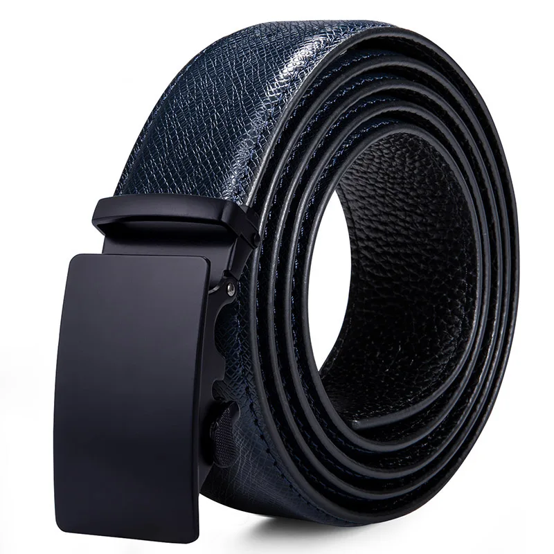 2020 New Blue Men's Designer Solid Leather Fashion Belts for Men Metal Buckle Cowskin Genuine Belt Real | Аксессуары для