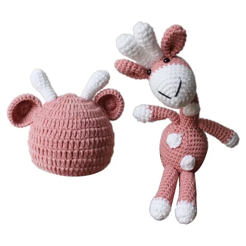 Новорожденный ребенок Фотография реквизит вязать мультфильм уши шляпа животное игрушка костюм куклы набор фото костюм для съемок набор