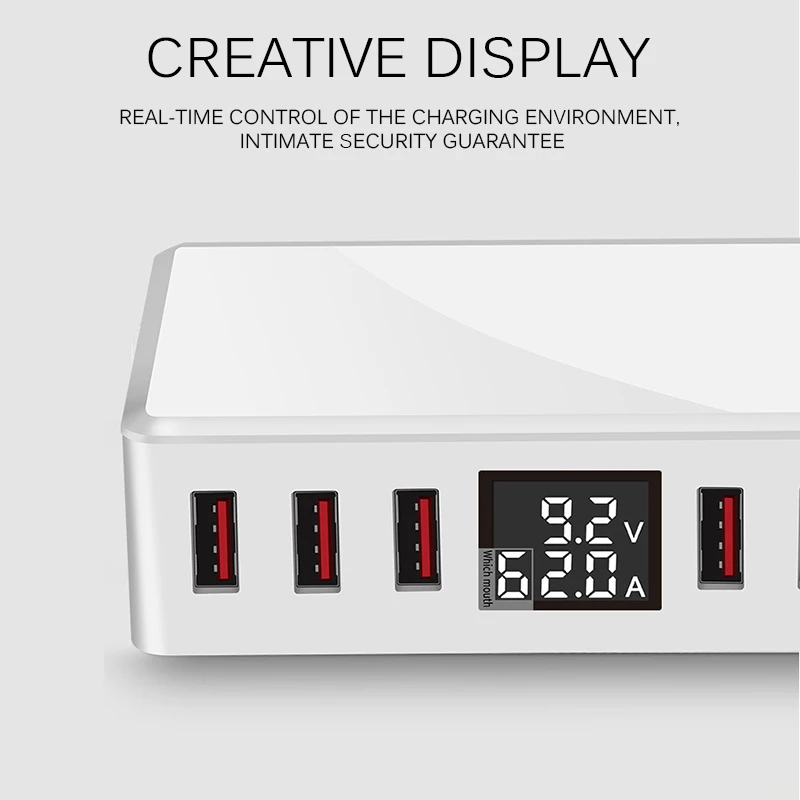 Быстрая зарядка 3,0 6 портов USB зарядное устройство адаптер мобильный телефон быстрое зарядное устройство для samsung Xiaomi планшет зарядное устройство портативный с ЖК-экраном