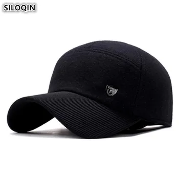 

SILOQIN Winter Men's Thick Warm Baseball Caps With Ears Adjustable Size Earmuffs Hats NEW Middle-aged Fashion Cotton Sports Cap