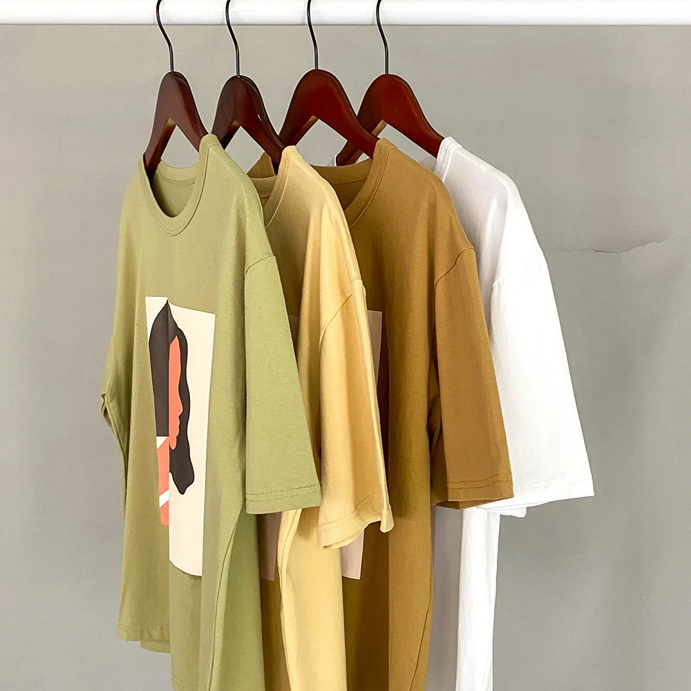 Summer T Shirt Women Character Printed Fashion Girls Tops 95% Cotton Female Tees O-Neck Korean T-shirts Short Sleeve Femme Shirt