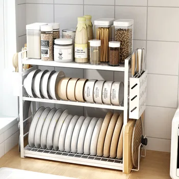 

Multilayer Drain Dish Rack Multifunction Tableware Storage Shelf Home Kitchen Cutting Board Container Chopsticks Holder