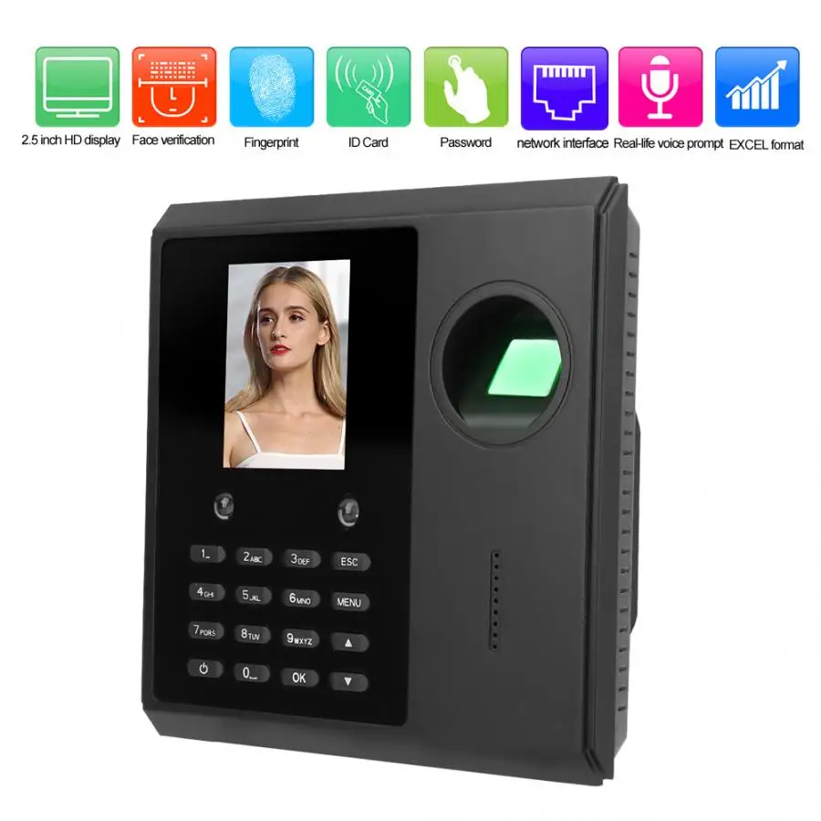 2.5in Face Fingerprint Time Attendance Access Control Machine with Network Interface 110-240V new | Безопасность и защита