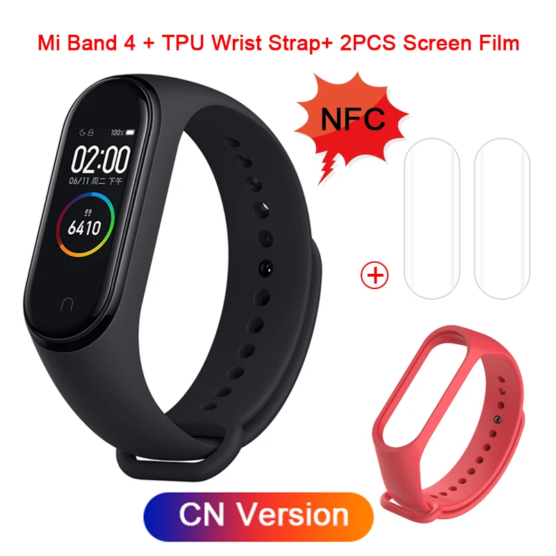 Xiaomi mi-браслет 4 NFC Smartband пульсометр мониторинг сна Спорт mi Band 4 Водонепроницаемый Bluetooth Сенсорный экран Смарт-браслет - Цвет: NFC CN Version 3