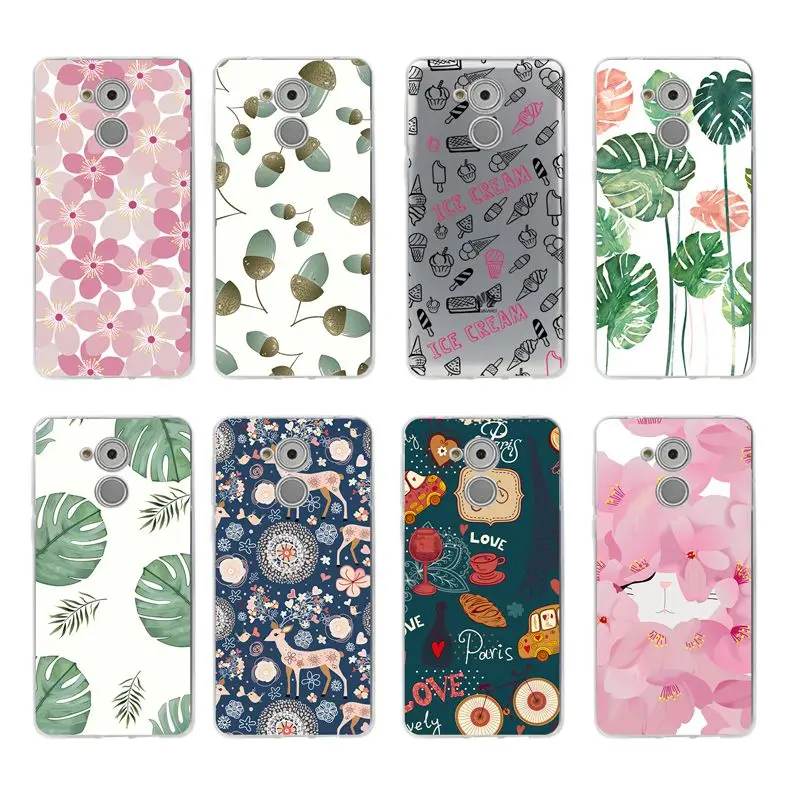 Soft TPU Phone Case flower Cartoon Colorful For huawei P10lite P10 plus P8 P9 P20 honor 6A 7a 8 9 5a 5c 8X 6X 10lite C033 | Мобильные