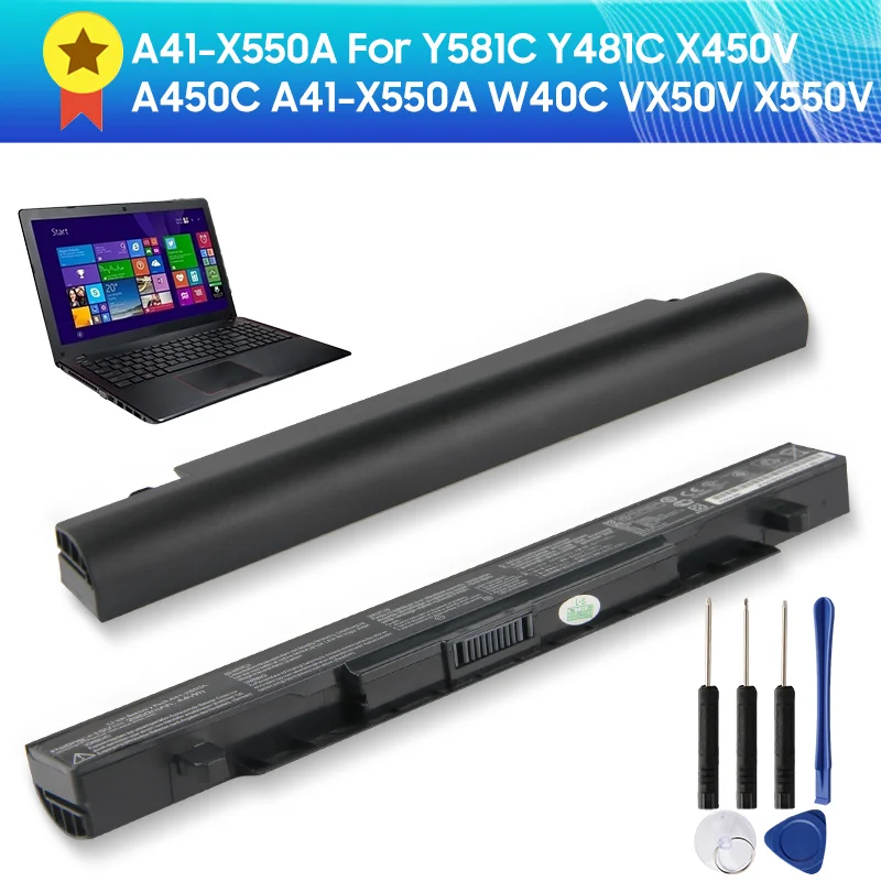 

Original Battery For Y581c Y481c X450v X550v A41-X550a W40c A450VB A450VC A450VE A550C A450C Replacement battery +tools 2950mAh