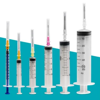 

30pcs 1ML-50ML Plastic Hydroponics Disposable Measuring Pet Food Nutrient Syringe with Needle for Puppy Dog Drinking Tortoise