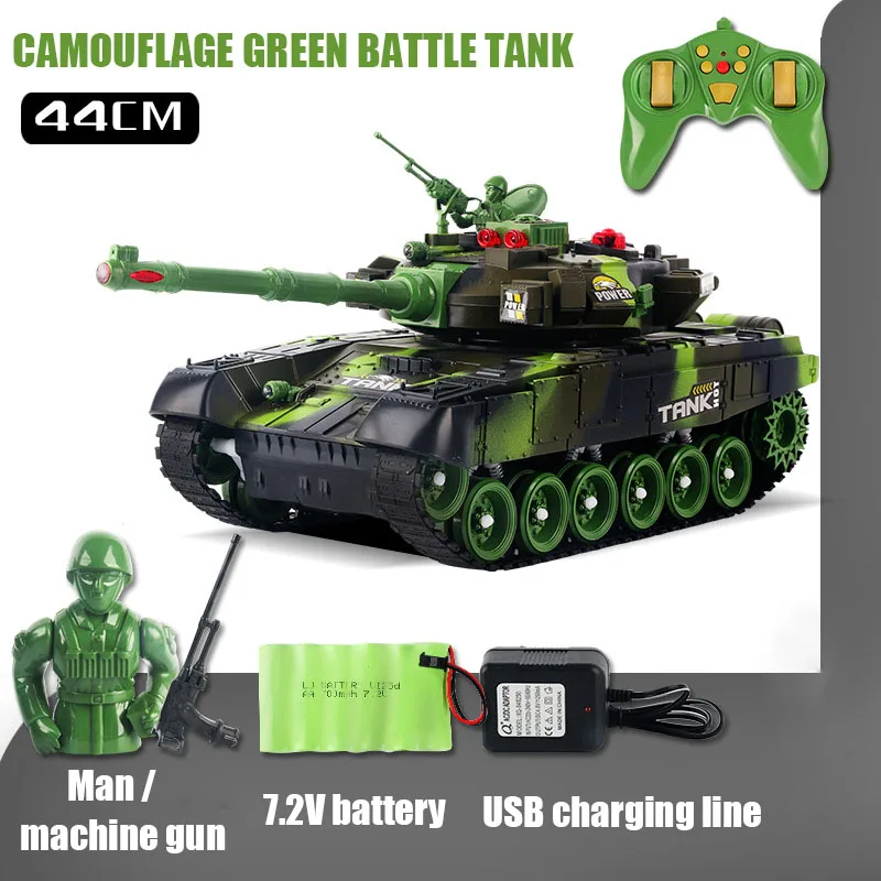 2,4 ГГц супер пульт дистанционного управления танк может быть использован для запуска внедорожного гусеничного дистанционного управления автомобиля мальчик игрушка при зарядке битвы - Цвет: green
