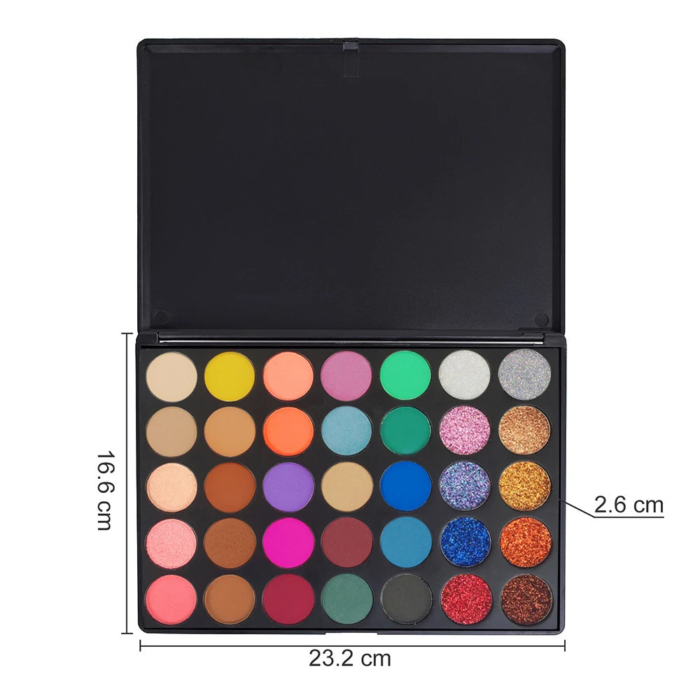 35 Color Matte Shimmer Glitter Eyeshadow Makeup Palette OEM Custom Printed Your Logo Cosmetic Set