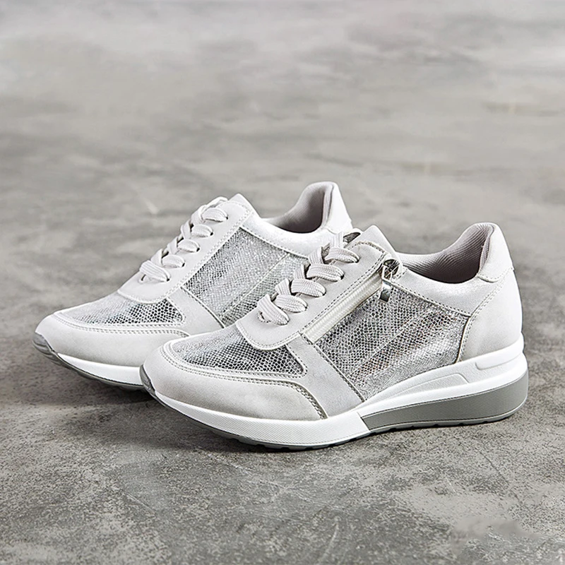 Women Sneakers Shoes Low-Platform Trainer Single-Loafers Breathable Comfort Vacation
