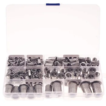 

BMBY-95Pcs 304 Stainless Steel Rivet Nut Rivnut Insert Nutsert KIT for Rivet Nut Riveting Riveter Tool(M3 M4 M5 M6 M8 M10)