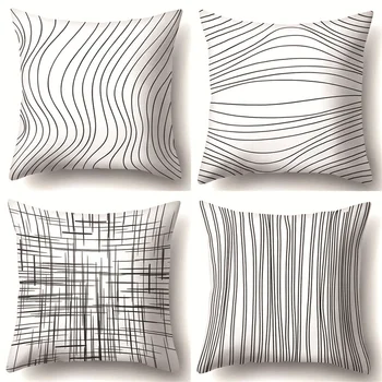 

Black and white Geometric Decorative Pillowcases Polyester Throw Pillow Case Striped Geometric Pillowcase